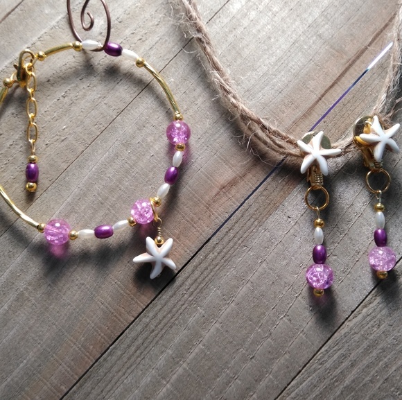 Purple purls and crackle stars - Picture 1 of 3